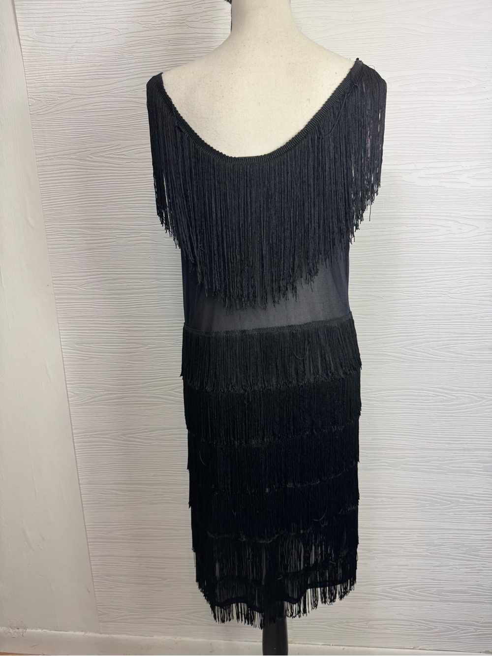 Black Fringe Sheath Dress - Women's Flapper Costume Dress XL - Picture 7 of 8